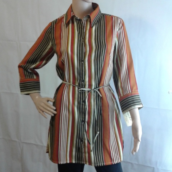 Design Loft 3/4 Stripped Blouse - Picture 1 of 5